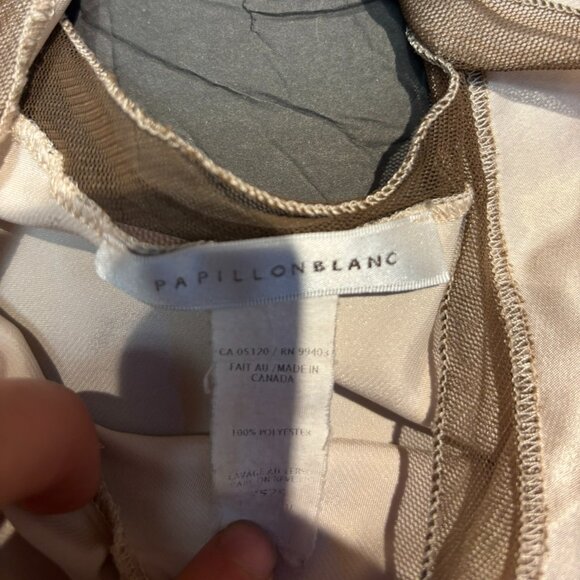 Papillon Blanc Women’s Satin Texture Luxury Blouse – Light Bronze – Size S - Picture 3 of 6